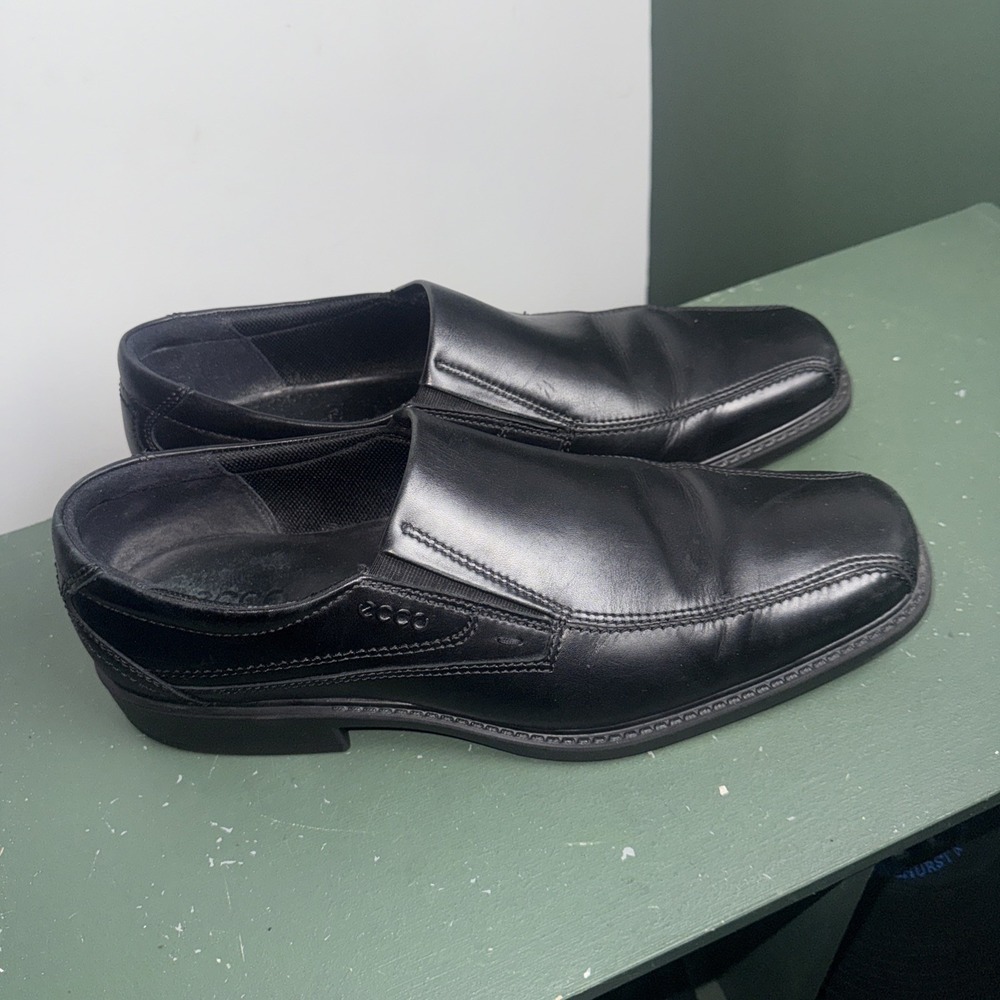 Ecco New Jersey Loafers Mens Size 12  Slip On Dress Shoes Black Leather 46 EU